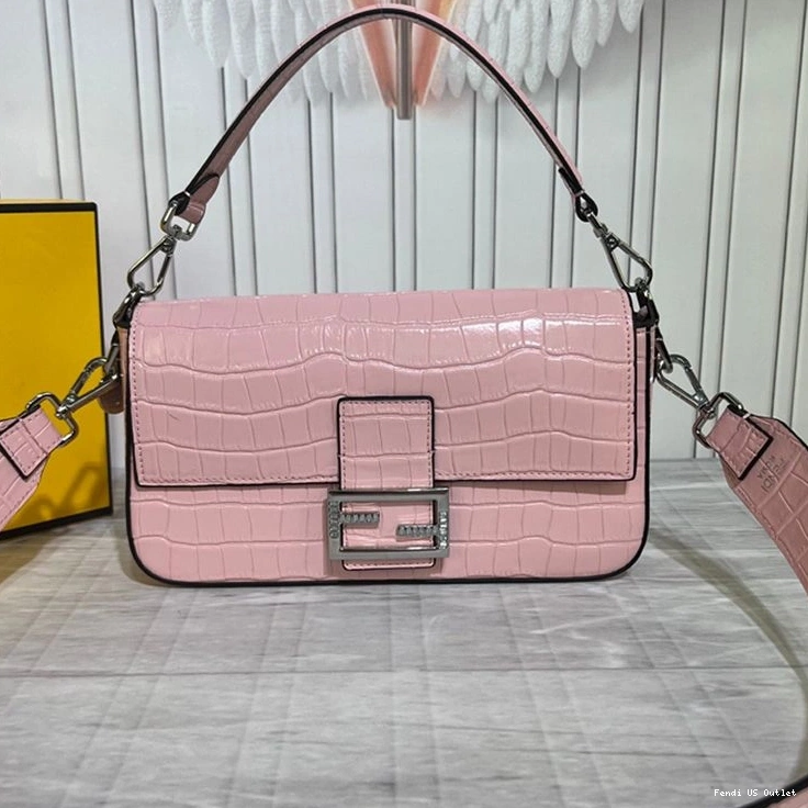HOT Medium Bag Crocodile Tiffany Fendi Baguette In Leather Pink 0726